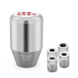 Amazing AUTO (Silver) 6 Speed Weighted Manual Automatic Gear Shifter Shift Knobs Lever with 4 Adapters Fit Compatible with Manual Cars Most Automatic Cars