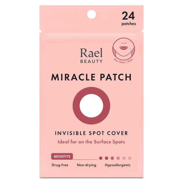 Rael Miracle Invisible Spot Cover Hydrocolloid, Acne Pimple Absorbing Cover, Blemish Spot, Skin Care, Facial Stickers, 2 Sizes (24 Count)