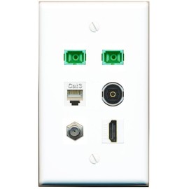 RiteAV Coax HDMI Phone 2 SC-APC-SX TOSLINK Flat/Solid Wall Plate [White]