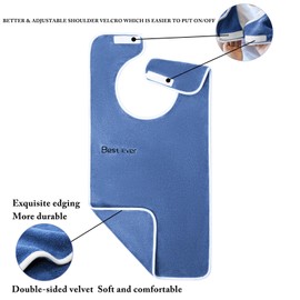 Wuwahold 3 Pack Adult Bibs, Microfiber Super Soft Eating Cloth for Adults, Disabled, Adjustable, Dining Clothing Protector