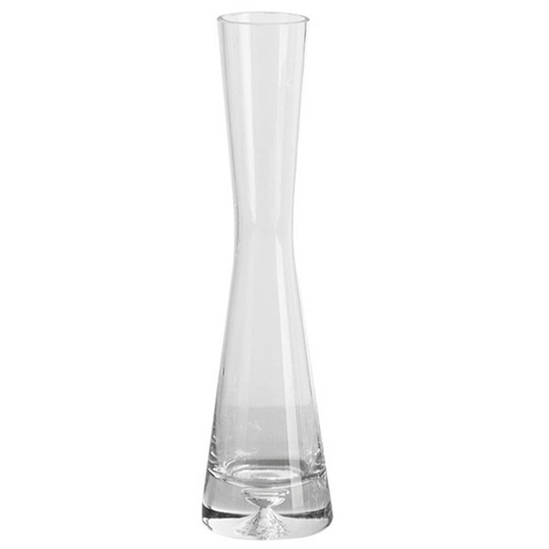 Small Glass Bud Vase Transparent Tapered Small Waist Thick Bottom