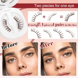 Higu clace Magnetic-Eyelashes, Soft Reusable Magnetic Eyelashes with Applicator No Glue Needed Brown Manga Lashes Comfortable for Makeup Can Cosplay(GD-Soft-RC-D)