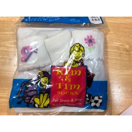 KIM & TIM  6 PAIRS 2X3 PAIRS KIM & TIM  STRETCH SOCKS GIRLS TODDLER SIZE 4-6.5 WHITE /PK