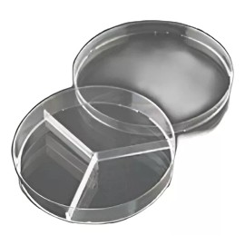 Sym Caja Petri De Plástico Estéril 100 X 15mm Con 3 Divisiones.