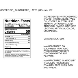 Coffee Rio Sugar-Free Coffee Bulk Candy, 3 Pound Bag Individually Wrapped Sugar-Free Coffee Candy, Kosher Candy (Sugar-Free Latte)