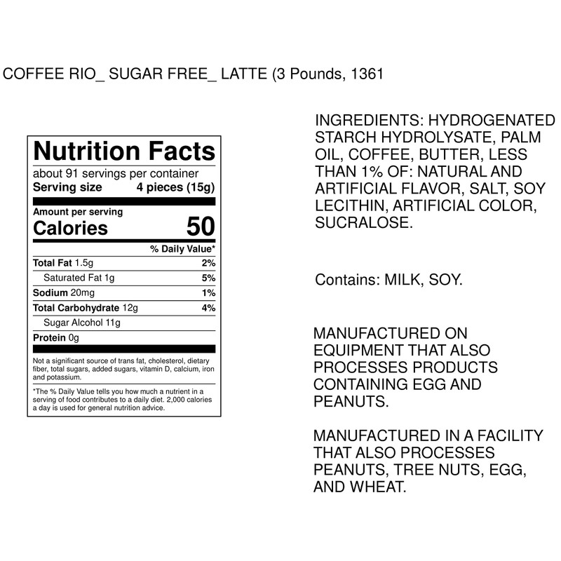 Coffee Rio Sugar-Free Coffee Bulk Candy, 3 Pound Bag Individually