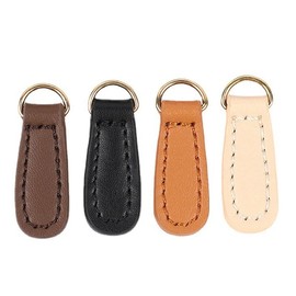 4Pcs Genuine Leather Zipper Pulls Useful Leather Zipper Pulls Replacement Classic Oval Heads Leather Zipper Extension Pendant for Jacket Bag Handbags Luggage
