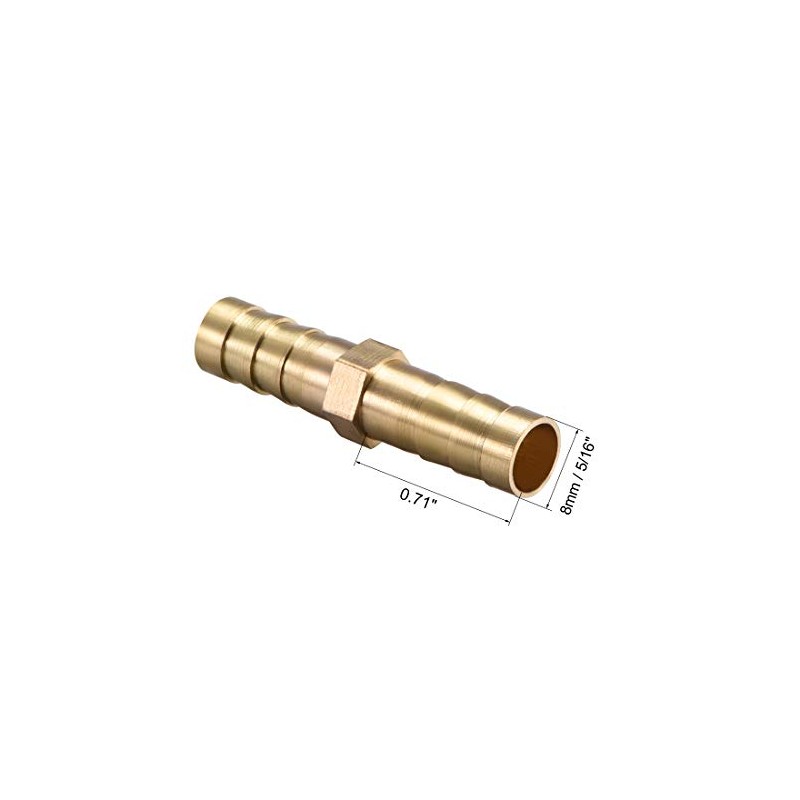 sourcing map 8mm or 5/16" ID Brass Barb Splicer Fitting,Straight