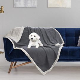 Waterproof Dog Blanket,Premium Pet Puppy Cat Soft Fleece Sherpa Throws Blanket Cushion Mat for Car Seat Furniture Protector Cover Small 50" x 30" by Pawsse Gray