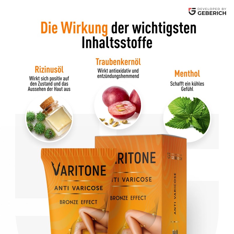 Varitone Varicose Vein Relief Cream - 100ml - Convenient and