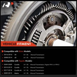 A-Premium Clutch Flywheel Compatible with Toyota Corolla 2009-2019, Corolla iM 2017-2018, Matrix 2009-2013 & Scion iM 2016, xD 2008-2014, 1.8L, Manual Trans., 8 Bolt Holes, 106 Teeth