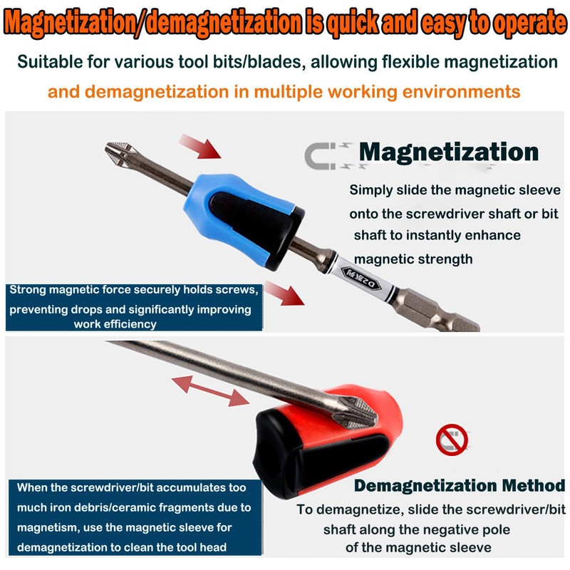 SILHOL 4Piece Screwdriver Head Magnetic Ring, Universal Magnetizer Screw Removable