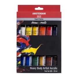 Amsterdam Expert Series Acrylic Paint Set, Sample Set (12 x 20 ml Tubes), Professional Acrylic Paint, Artist Paint