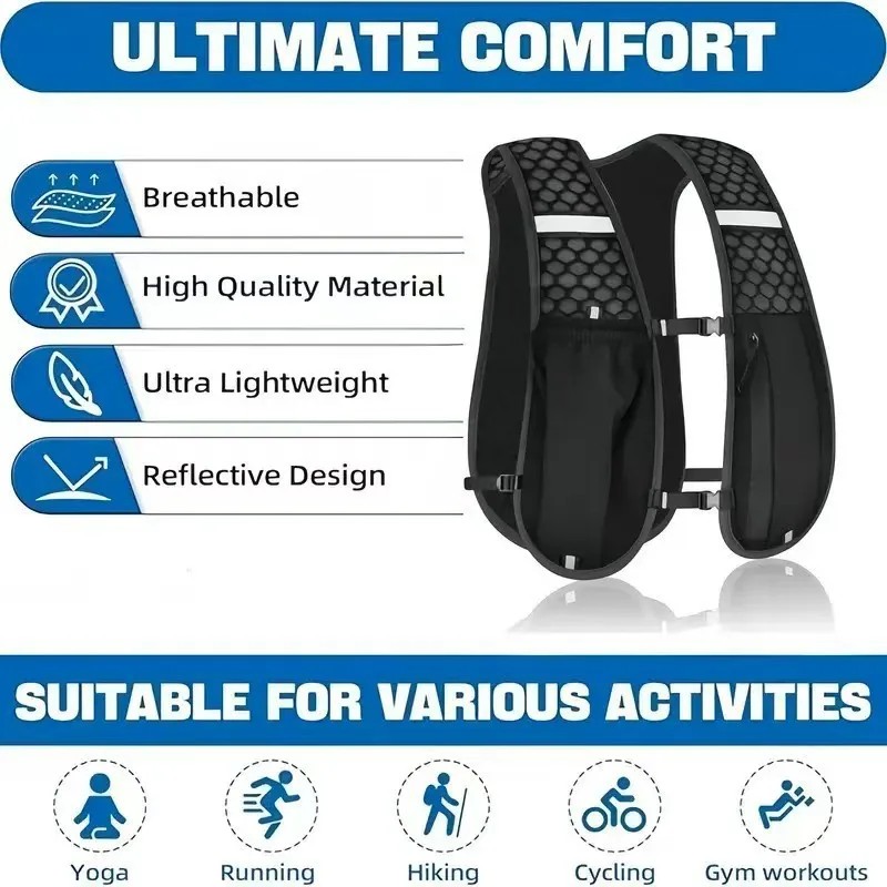 Running Hydration Vest for Women & Men, Adjustable Running Phone