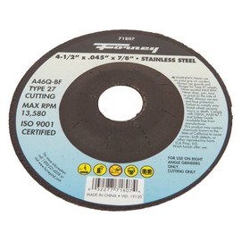 Forney 71807 Cut-Off Wheel with 7/8-Inch Arbor, Stainless Steel Type 27, A46Q-BF, 4-1/2-Inch-by-0.45-Inch