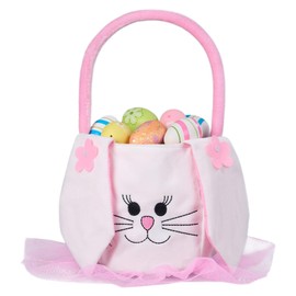 Mostop Easter Bunny Basket Bags, Bunny Ears Rabbit Face Bucket Tote Bag for Easter Egg Hunts Decorations Candy Bag Gifts Storage, Pink