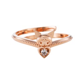 White Clover SAKU-R100PG Chromi Ring, Free Ring, Compatible with Sizes 7 - 19, Sanrio Characters, 925 Silver, Cubic Zirconia, Milgrain Pink, Anniversary, Birthday, Present, Sterling Silver Cubic