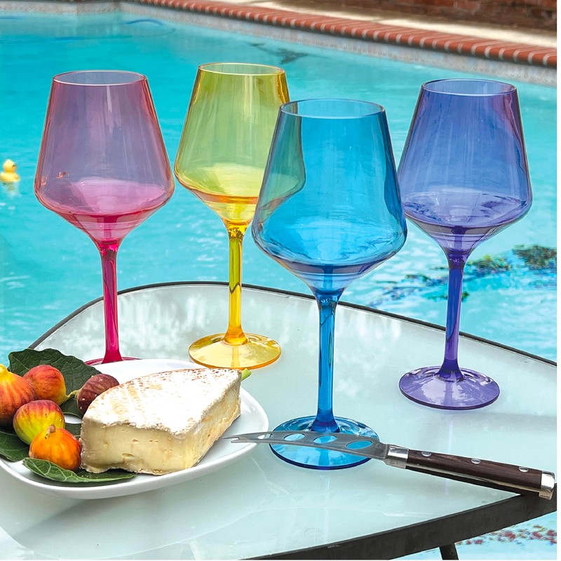 Lily's Home Acrylic Wine Glasses with Stems. Set of 4