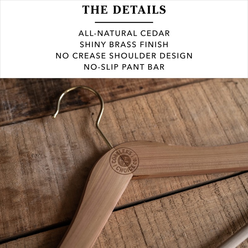 Cobbler's Choice Cedar Hanger (3-Pack), Naturally Absorbs Moisture, Eliminates Unwanted