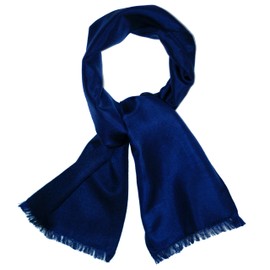 Sophisticated Silk Pashmina Neck Scarf with Silk Lining - Navy