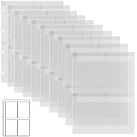 10 Sheets Binder Inserts with Four Pockets, A4 Size, 4 Hole Binder Folder for Cutting Dies and Stamps, Waterproof Clear PVC Pockets, Protector for Cutting Dies Stencil Album Stamp