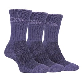 Storm Bloc - 3 Pairs Ladies Cushion Sole Breathable Comfort Outdoor Cotton Rich Hiking Boot Socks (4-8 uk, SBLS030PUR)