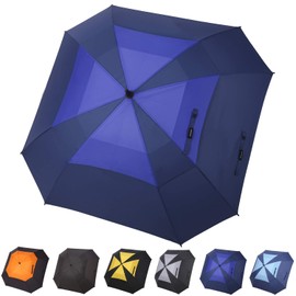 Doubwell Square Golf Umbrella 62 Inch Large Size With Windproof Vented Automatic Stick Sturdy Umbrella For Man and Woman (Dark blue/Royal blue, 62 inch)