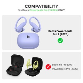 AhaStyle Silicone Case for Beats Powerbeats Pro 2 (2025) with Cleaning Kit & Carabiner [Top Logo Visible] Shockproof Full Protective Skin Case Cover Compatible with Beats Powerbeats Pro 2 2025