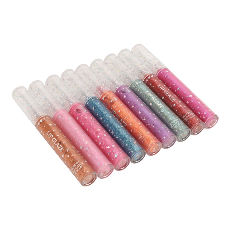 9pcs 0.1oz Women Girls Glitter Lip Gloss Set Moisturizing Lustrous