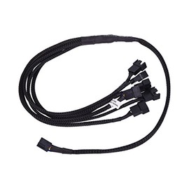 Phobya Y-Cable, 4-Pin (PWM) to 6X 4-Pin (PWM), 60cm, Sleeved, Black