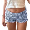 Women Y2k Plaid Bloomers Low Waist Ruffle Frill Smocked Pajama