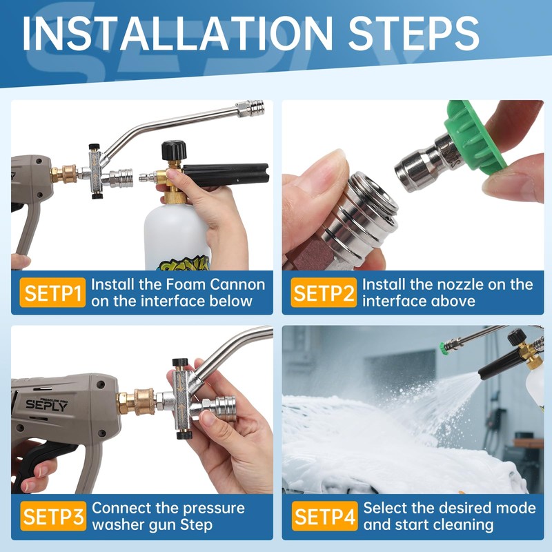 Foam Cannon Dual Connector Accessory, 1/4 Inch Quick Connector, 5
