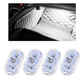 Hbxdeco 4 PCS Car LED Lights Interior Wireless, Super Bright Auto Interior Ambient Light with 6 Bright LED Lamp Beads, Portable USB Rechargeable Car Led Night Light for Vehicle Decor(White)