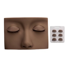 Lash Mannequin Head with 3 Pairs Replaceable Eyelid Silicone Eyelash Extension Practice Mannequin Dark Brown