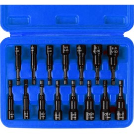 YAOSAN Magnetic Nut Driver Set | 15-Piece | Impact Nut Driver Set | SAE (1/4" to 9/16") and Metric (6-14mm) | Chrome Vanadium Steel | 1/4" Hex Shank