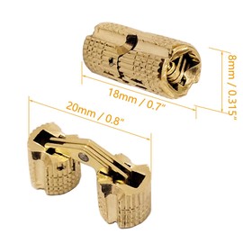 10pcs 0.315inch (8mm) Brass Barrel Hinges Hidden Invisible Cabinet Furniture Hinges Concealed 180 Degree Opening Angle w/40x Screws