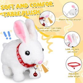 Bunny Plush with Jumping Action, Wiggling Ears, and Twitching Nose, Perfect Easter, Christmas & Birthday Gift for Kids Aged 3-6 – Bunny Toys for Kids, Rabbit Stuffed Animal with Sounds and Movements