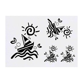 Azeeda 4 x 'Segelboot & Sonne' Temporäre Tattoos - Wasserfest, Hautfreundlich & Ungiftig · Transfers in Verschiedenen Größen (TO00044677)