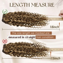 Hetto Clip in Curly Hair Extensions Human Hair #P4/27 Dark Brown Highlight Blonde Curly Hair Extensions Clip in Human Hair Natural Wavy Clip in Extensions 20 Inch 7Pcs 120g