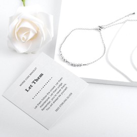 Helonley Morse Code Bracelet for Women - 925 Sterling Silver Inspirational Bracelets Adjustable Morse Code Bracelets Charm Jewelry Birthday Gifts Christmas Gifts Let Them