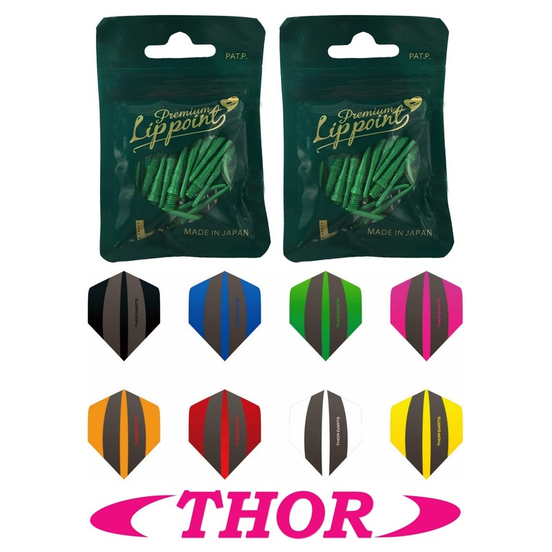 THOR-DARTS L-Style Dart Tips in Double Pack Flights (2 x