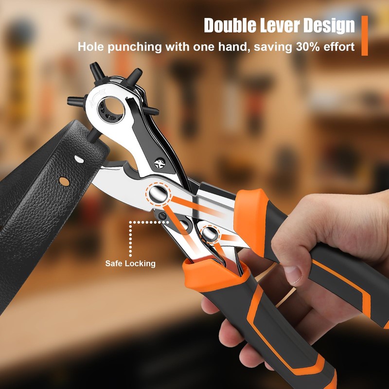 Heavy Duty Revolving Punch Plier Kit, Diyife Leather Hole Punch