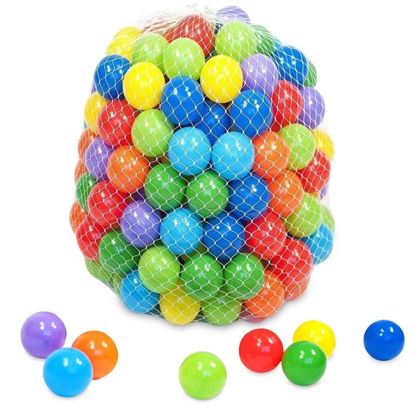 Plastic Ball Pit Balls 100 Pc. Crush Proof Balls - Bright Vibrant Colors for Baby Kid and Toddlers, for Ball Pit, Play Tent, Kiddie Pool, Bounce House and Playpen.