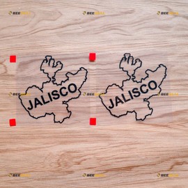 Jalisco State of Mexico Mexican Map Outline Decal Sticker Vinyl - 2 Pack Black, 4 Inches - No Background Die Cut for Car Boat Laptop Cup