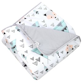 TupTam Baby Play Mat Children's Large Play Blanket Padded XXL Crawling Blanket 120 x 120 cm Baby Room Sleeping Rug, Colour: Grey/Fox Mint