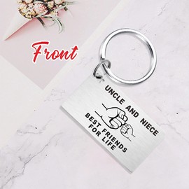 TGCNQ Uncle and Niece Keychain, Uncle Gifts from Niece, Birthday Gift for Best Uncle Silver