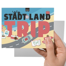 Stadt Land Fluss Auto Trip MINI Reisespiel Ferien Quiz für die Rückbank Spielblock A6 mit 12 Urlaubs-Kategorien als Urlaubsspiel für unterwegs, Autofahrt, Camping für Kinder und Erwachsene | 50 Blatt