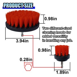 ZIMISI 2PCS Drill Powered Carpet Cleaning Brushes, 2" & 4" Nylon Bristle Upholstery Scrubber Brush Car Detailing Kit with Drill Adapter, Car Interior Cleaning Tool for Floor Mat/Furniture (Red)