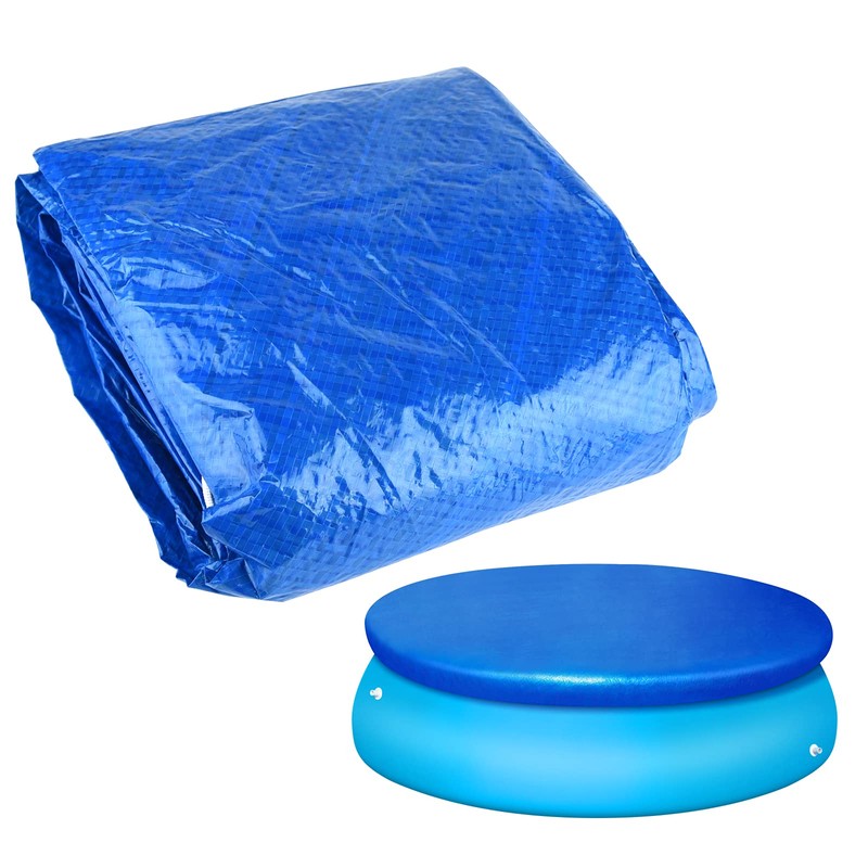 PLULON 12Ft Round Pool Cover, Tear Resistant, Durable, Blue, Pool
