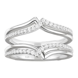 Blongme Ring Enhancer for Engagement Rings 925 Sterling Silver Wedding Ring Enhancers for Women AAAAA Cz Wedding Bands for Women Size 7